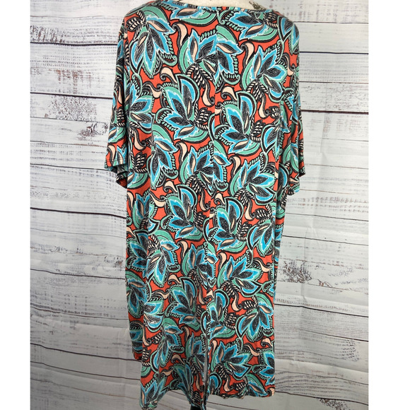 Rose + Olive Shirt Womens 2X Floral Colorful Scoop Neck Short Sleeves Stretch - Picture 4 of 11